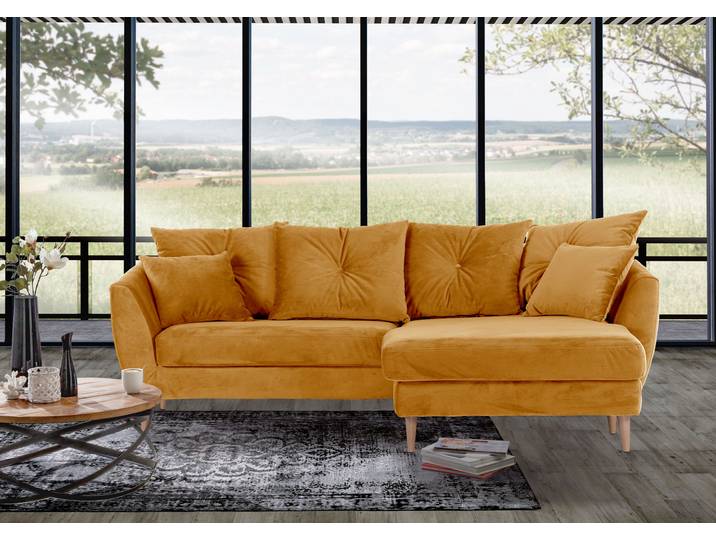 Ecksofa GUTMANN FACTORY, gelb, B:210cm H:70cm T:156cm, 100% Polyester, Sofas, Ecksofa