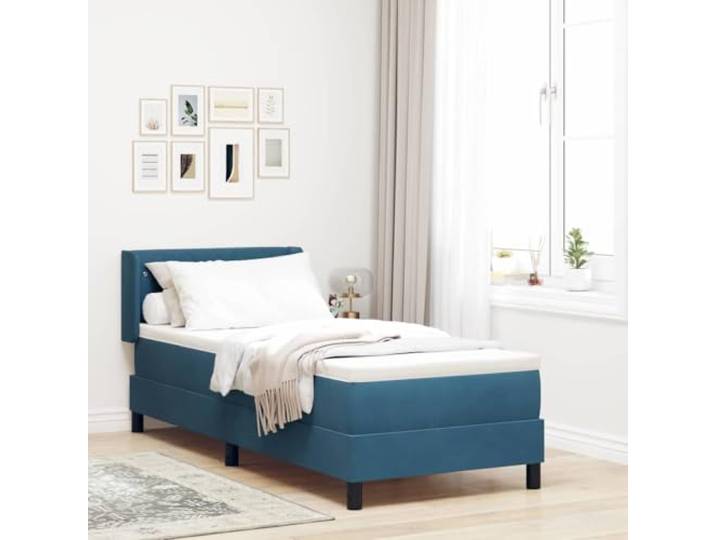 Boxspringbett mit Polsterbezug Schlafzimmermöbel Modern 200 x 80 cm Blau Boxspringbett mit Matratze Dunkelblau 200 x 80 cm Polyester Einzelbett Lattenrost Kopfteil verstellbar