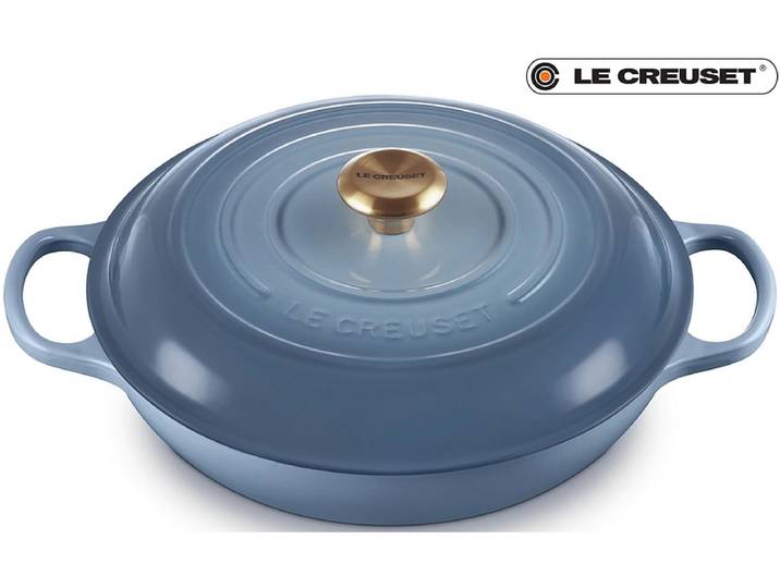 LE CREUSET Schmortopf SIGNATURE gusseisen hellblau