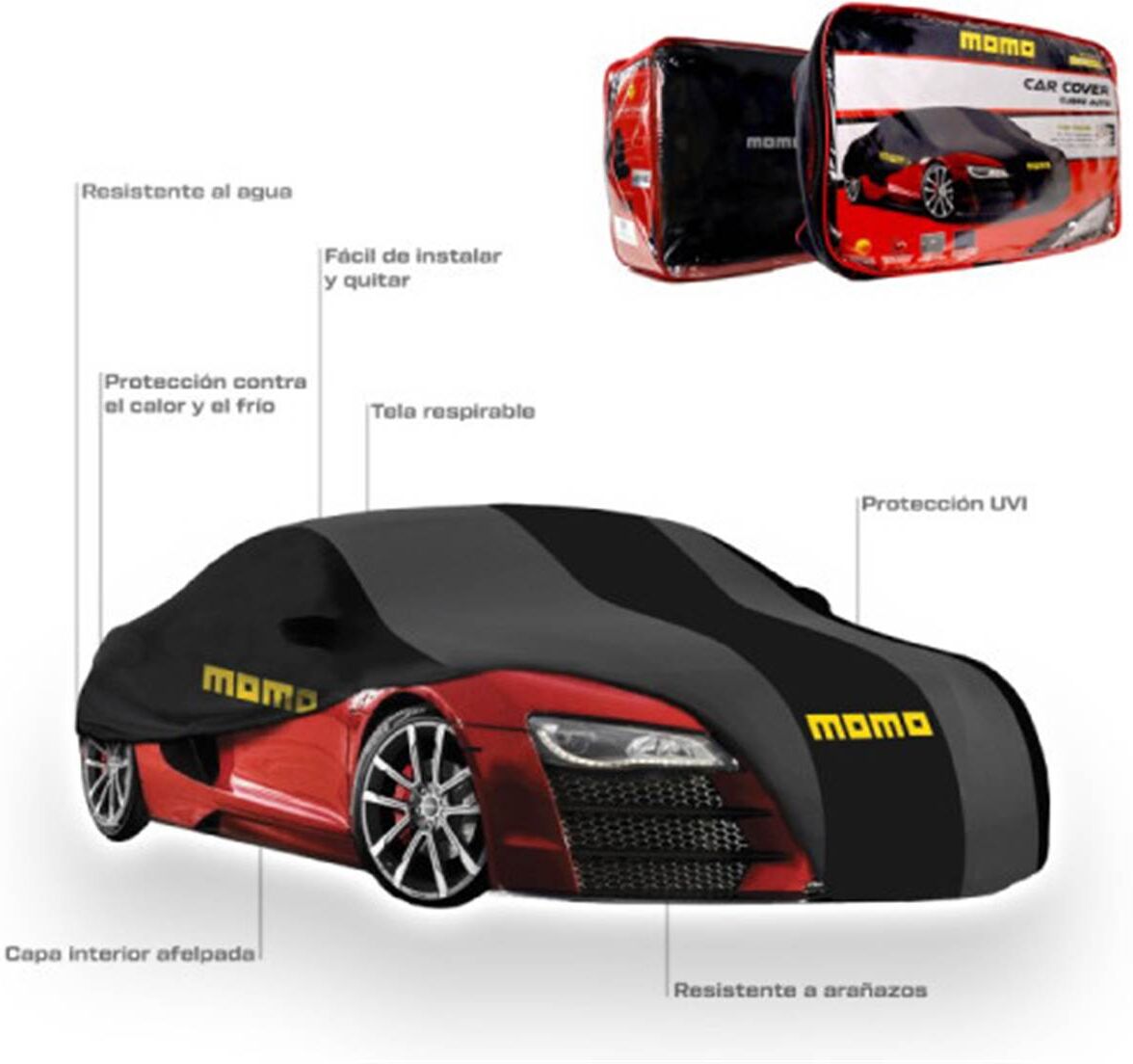 Capa exterior para automóvel Momo 001 m preto/cinzento