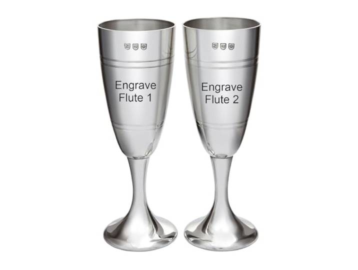 Wentworth Pewter 1 Paar Sektgläser aus satiniertem Zinn – elegante Wein- oder Sektgläser – für Hochzeiten, Jubiläen oder besondere Anlässe – Gravur wählbar