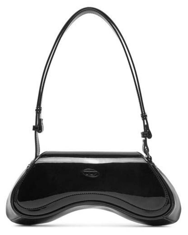Diesel Play Umhängetasche glossy schwarz Oval-D-Plakette