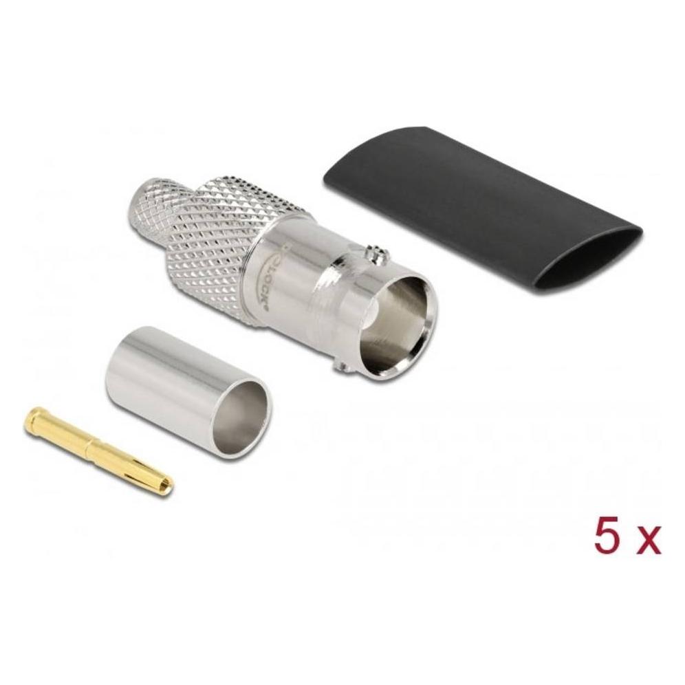 Delock BNC Buchse zum Crimpen RG59 mit passendem Schrumpfschlauch (Stecker und Verbinder) (90028)