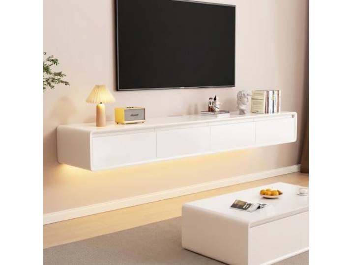 MIMRTIMI TV Schrank Hängend TV Lowboard Schwimmender TV-Hängeschrank Türen in Medien-Wandeinheit für Wohnzimmer und Büro