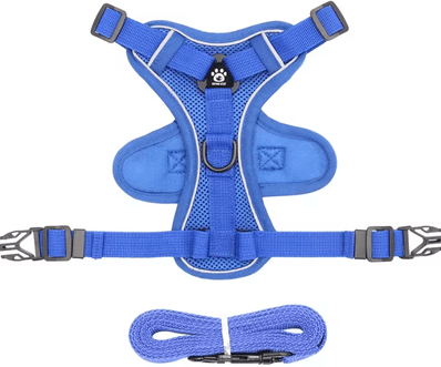 Inspire Curations SafeStride Reflective Cat Harness & Leash Set For Indoor & Outdoor Adventures blue l