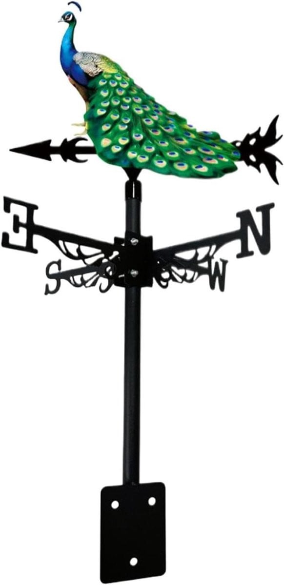 Zwarte metalen windwijzer weerhaan tuindecoratie, Hoogte: 57 cm