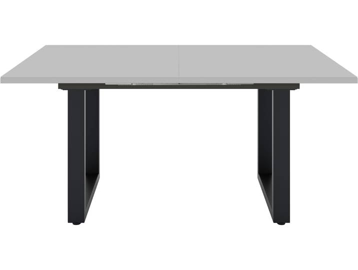 Esstisch MÄUSBACHER, grau (schwarz feinstruktur, glas kreidegrau glanz, schwarz feinstruktur, glas kreidegrau glanz), H:75cm, Tische, Esstisch, Esstisch ausziehbar auf 210 cm, eckige Tischform, Gestell U-Form