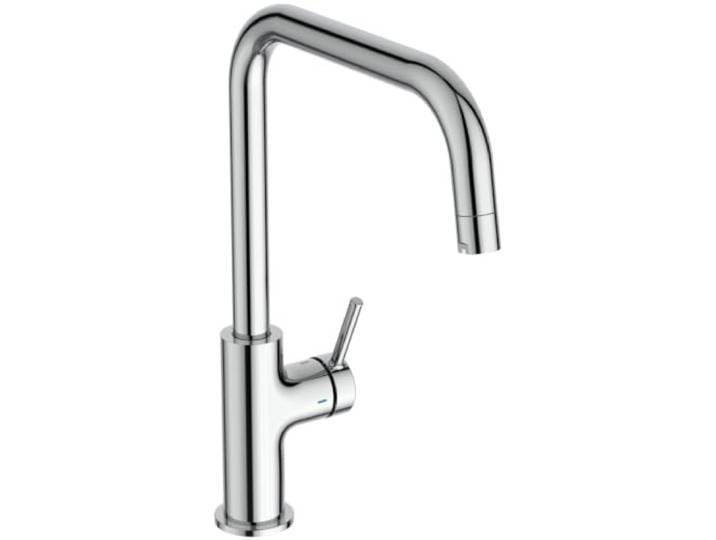 Ideal Standard Ceraline Nuovo Küchenarmatur, U-Auslauf, Niederdruck – Chrom Wassersparende Armatur, 360° schwenkbar, EasyFix+ Schnellmontagesystem