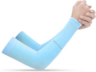 Inspire Curations Ice Silk Cooling Arm Sleeves UV Sun Protection Breathable Sports Covers For Men & Women straight Blue