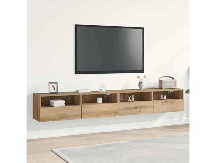 BEST-HOME Meuble TV mural - Armoire De Télévision suspendu 2 pcs chêne artisanal 100 x 30 x 30 cm - Installation murale nvq6019