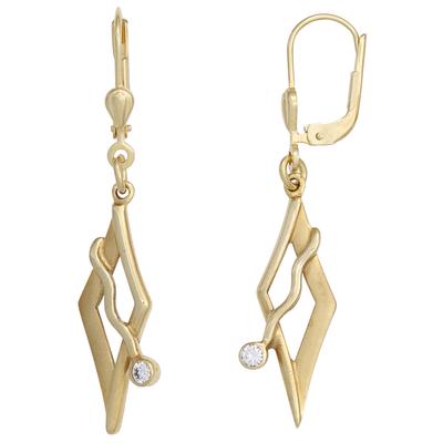 Paar Ohrhänger JOBO "Ohrringe mit Zirkonia", gelb (gelbgold 375), Ohrringe, Damen, Gelbgold 375, 375 Gold
