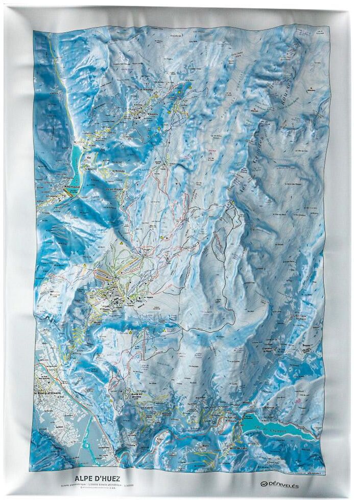 Deniveles  - Domaine Alpes D'huez + Cadre - Carte 3D