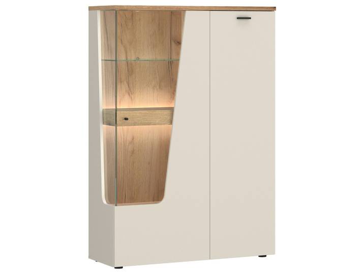 Vitrine 2-türig, Cut Out B: 95 cm, Kaschmir/Eichefarben
