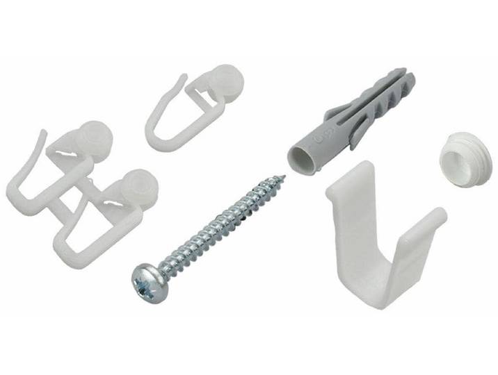 Sichtschutzbefestigungen Zubehör-Set LIEDECO für 2-3-läufige Gardinenschienen Gr. 1, weiß, 2 läufig, Kunststoff, Metall, Sichtschutzbefestigungen, Sichtschutzbefestigungen Zubehör-Set