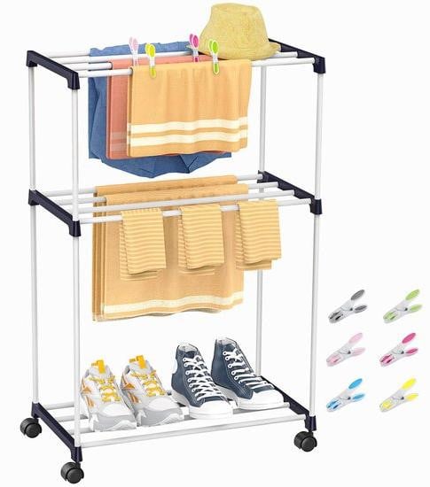 Benza Ibenzoa Compacte wasrek met 3 niveaus en 4 wielen, zwart, koolstofstaal
