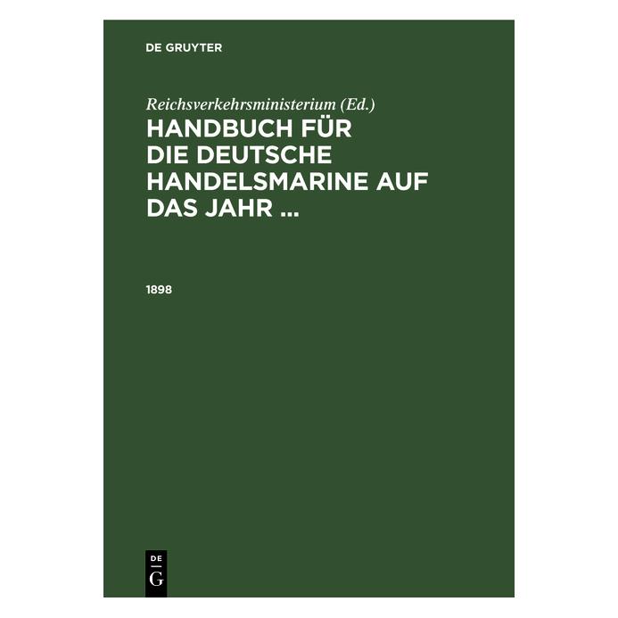 De Gruyter 1898 (Deutsch, Hardcover) (67779927)