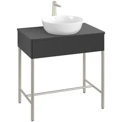 Villeroy & Boch Waschbeckenunterschrank Artis K60050, 800x782x500mm, Black Matt Lacquer, Metallgestell, Push-to-open Funktion