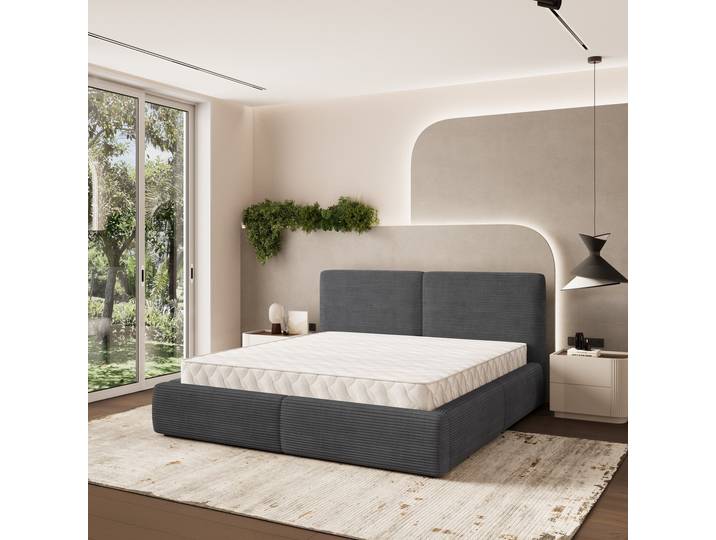 Masseno Polsterbett FELURO P 200x200 cm, Polsterbett mit Bettkästen -Graphitfarben, POSO 34