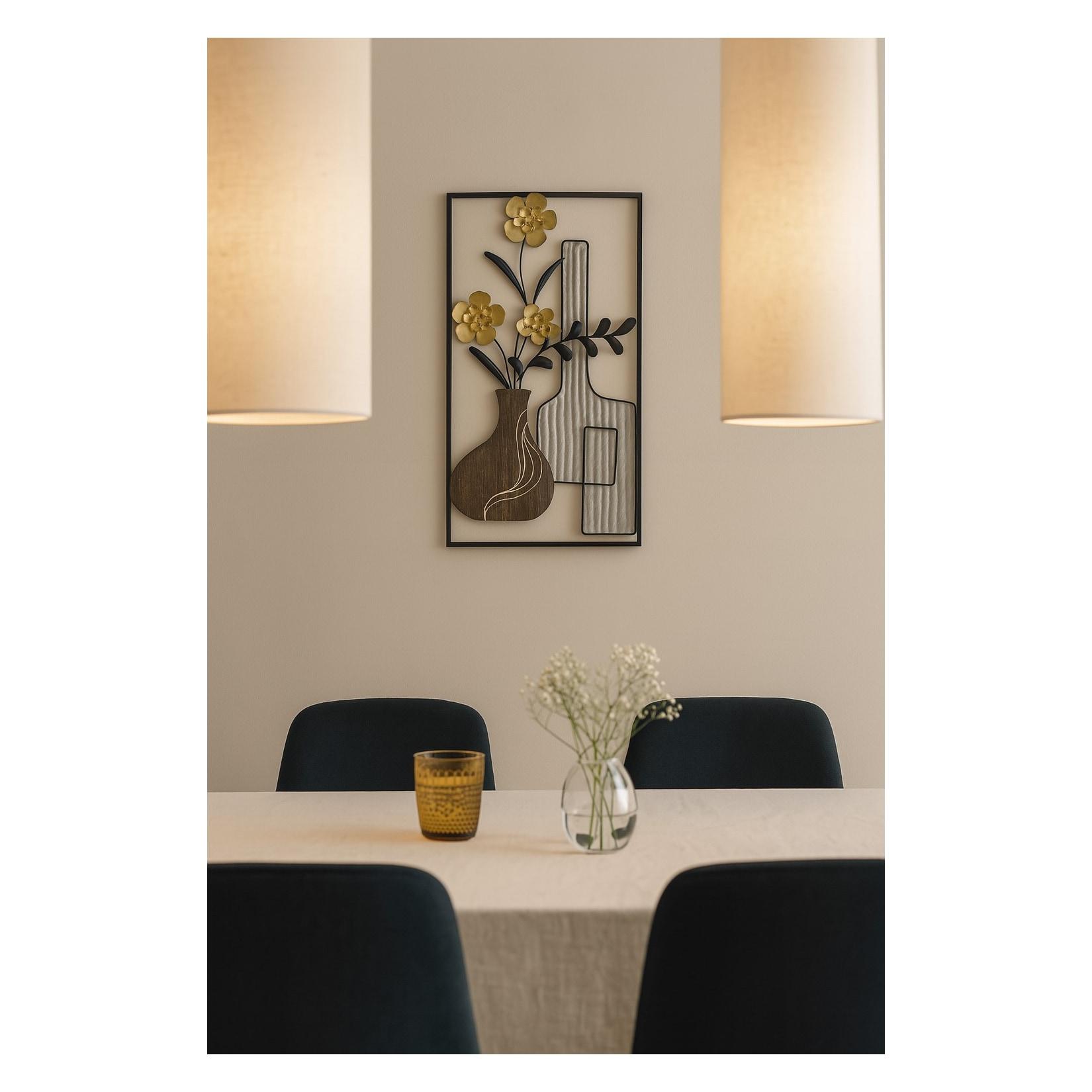 möbel direkt online Wanddekoobjekt Vase mit Strauß schwarz