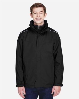 CORE365 88205 Men's Region 3-in-1 Jacket with Fleece Liner in Black size 5XL   Polyester