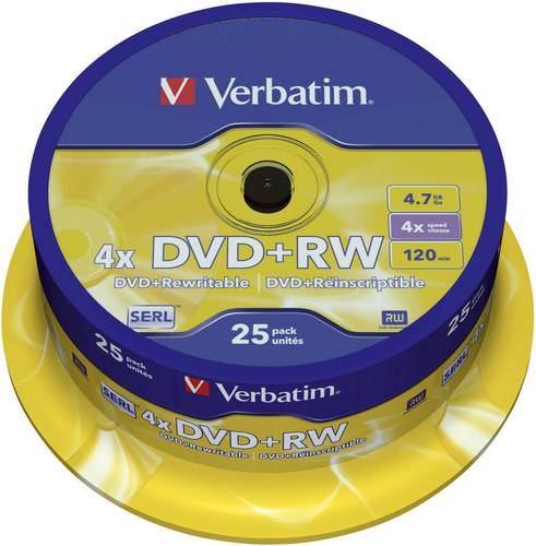 Verbatim 43489 DVD+RW Rohling 4.7GB 25 St. Spindel Wiederbeschreibbar