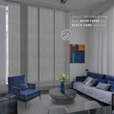 "GoDear Design Natural Woven Adjustable Sliding Panel Track Blinds, Vertical Blinds, City Series, 45.8""- 86"" W x 96"" L"