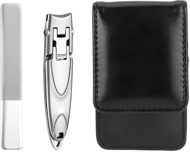 INF Zweiteiliges Silbernes Nagelknipser-Set mit schwarzem Lederetui