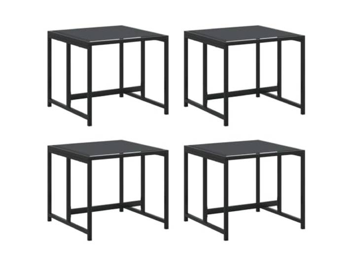 4er Pack Gartenhocker Schwarz Stahl und Textilene Robustes Stahl, wasser- und UV-beständiges Textilene Gewebe, pflegeleicht, universell einsetzbarer Fußhocker