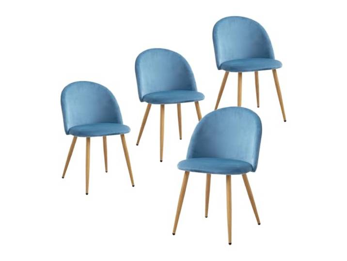 HJhomeheart 2/4/6 Stuhl mit Samt-Esszimmerstuhl-Set für Wohnzimmer, Schlafzimmer, Küche (Blau-4)