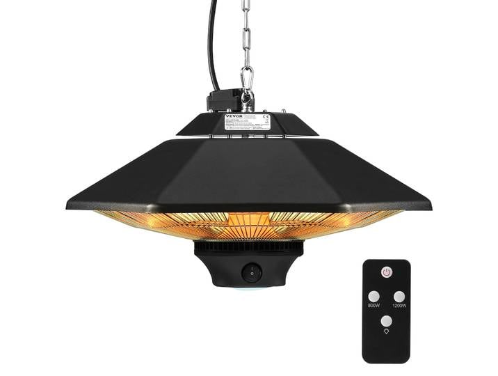 VEVOR Chauffage radiant de plafond\, 2000 W\, télécommande\, chauffage radiant pour extérieur/intérieur\, chauffage radiant protégé IP34 avec cordon de tirage et chaîne réglable\, pour véranda\, terrasse\, salle à manger\, studio