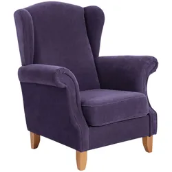 OHRENSESSEL Katria Bezug Veloursstoff Buche natur / violett