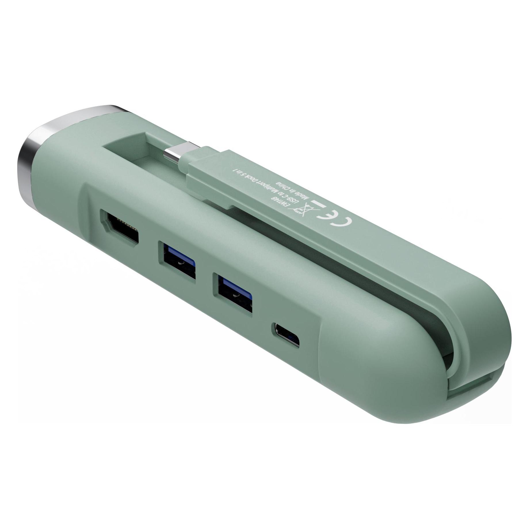 Ewent Hub USB-C Y USB-A Multiport Dock 5-1 HDMI Verde (USB-C) (EW1148)