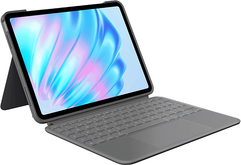 Funda con teclado - Logitech Combo Touch para iPad Air 11 pulgadas, Teclado extraíble, Accesos directos, 4 modos de uso, Smart Connector, Gris