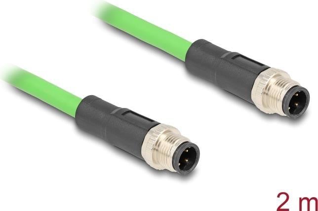 Delock M12-kabel D-gecodeerd 4-polige stekker naar stekker PUR TPU 2 meter