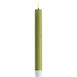 Deluxe Homeart LED 2er Set Stabkerze Real Flame, 24 cm, Ø 2,2 cm, 2er Set, olive