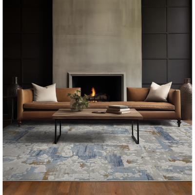 Style Haven Emery Contemporary Abstract Grey/ Blue Mixed-Pile Area Rug