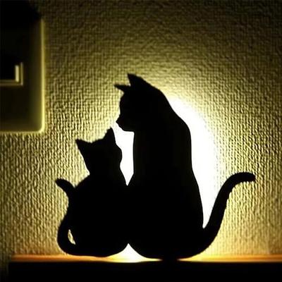 Led sensor nachtlicht tier katze sound control schatten lampe projektion licht wand licht für kinder schlafzimmer hause dekoration
