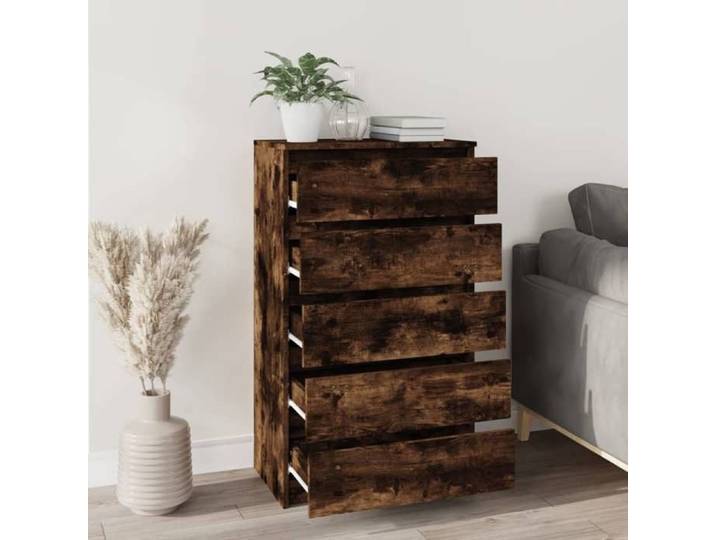 Commode/Buffet contemporain Chêne fumé 60x36x103 cm Bois d'ingénierie LL0000195380