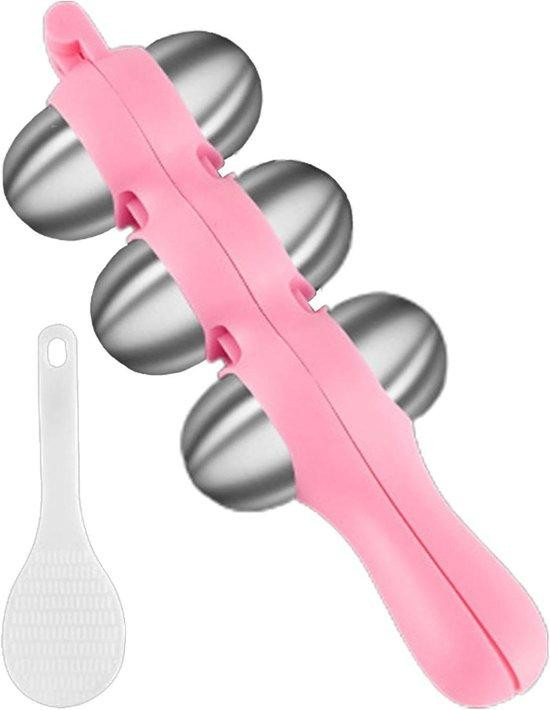 WAN Sushi Bal Maker Roze - Rijstvleesmachine van Roestvrij Staal - Lengte: 18,7 cm