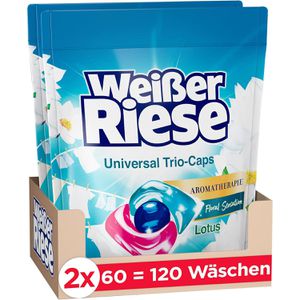 Weißer-Riese Waschmittel Universal Trio-Caps, Aromatherapie Lotus, 1,44kg, Waschladungen 120