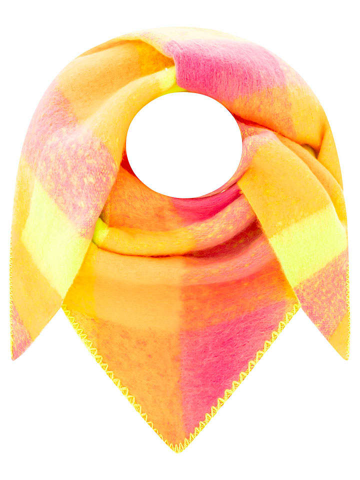 Zwillingsherz Dreieckstuch "Karo" in Gelb/ Pink - (L)76 x (B)68 cm - onesize