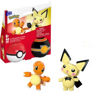 MEGA Pokemon 2er Pokeball Set Glumanda und Pichu HXP13, ab 6 Jahre, 40 Teile