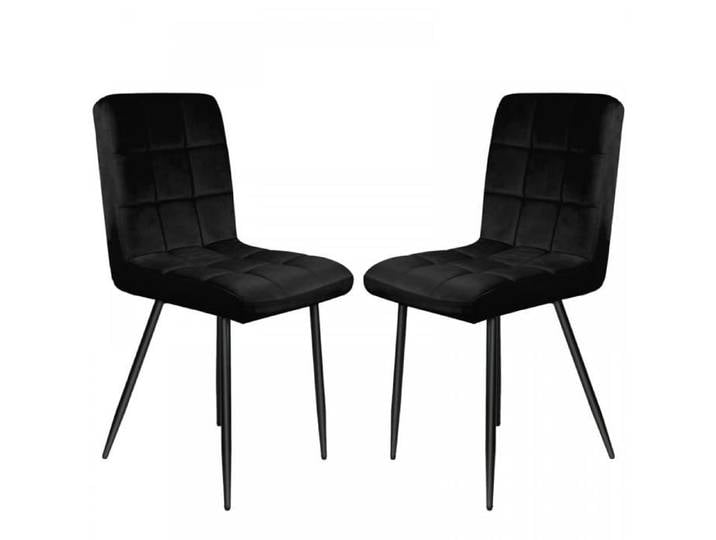 Lot de 2 chaises de salle à manger carrées luxueuses à neuf compartiments en velours-pieds en fer-style îlot-chambre/café-XJING