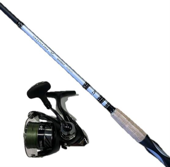 Fiskesæt - Daiwa Shinobi Seatrout og Daiwa Ninja BS med fletline Str. 8