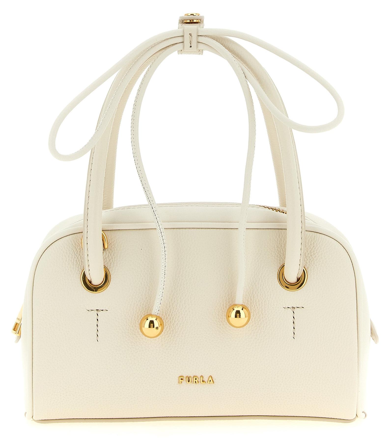 Furla Poppy Mini Handtasche weiß Panna Charms goldfarben