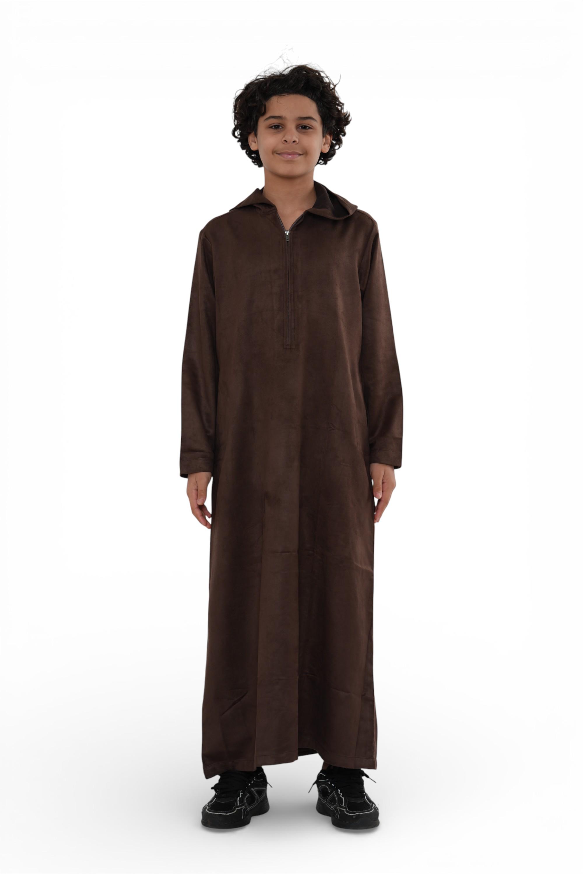 Kinderen Jongens Capuchon Eid Bruine Marokkaanse Jubba Robe Ramadan Eid Thobe - K-HM12