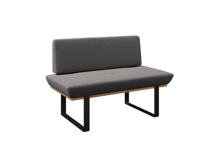 Livetastic Sitzbank, Grau, Holz, Metall, Eiche, vollmassiv, 130x48x90 cm, in verschiedenen Größen erhältlich, Esszimmer, Bänke, Sitzbänke