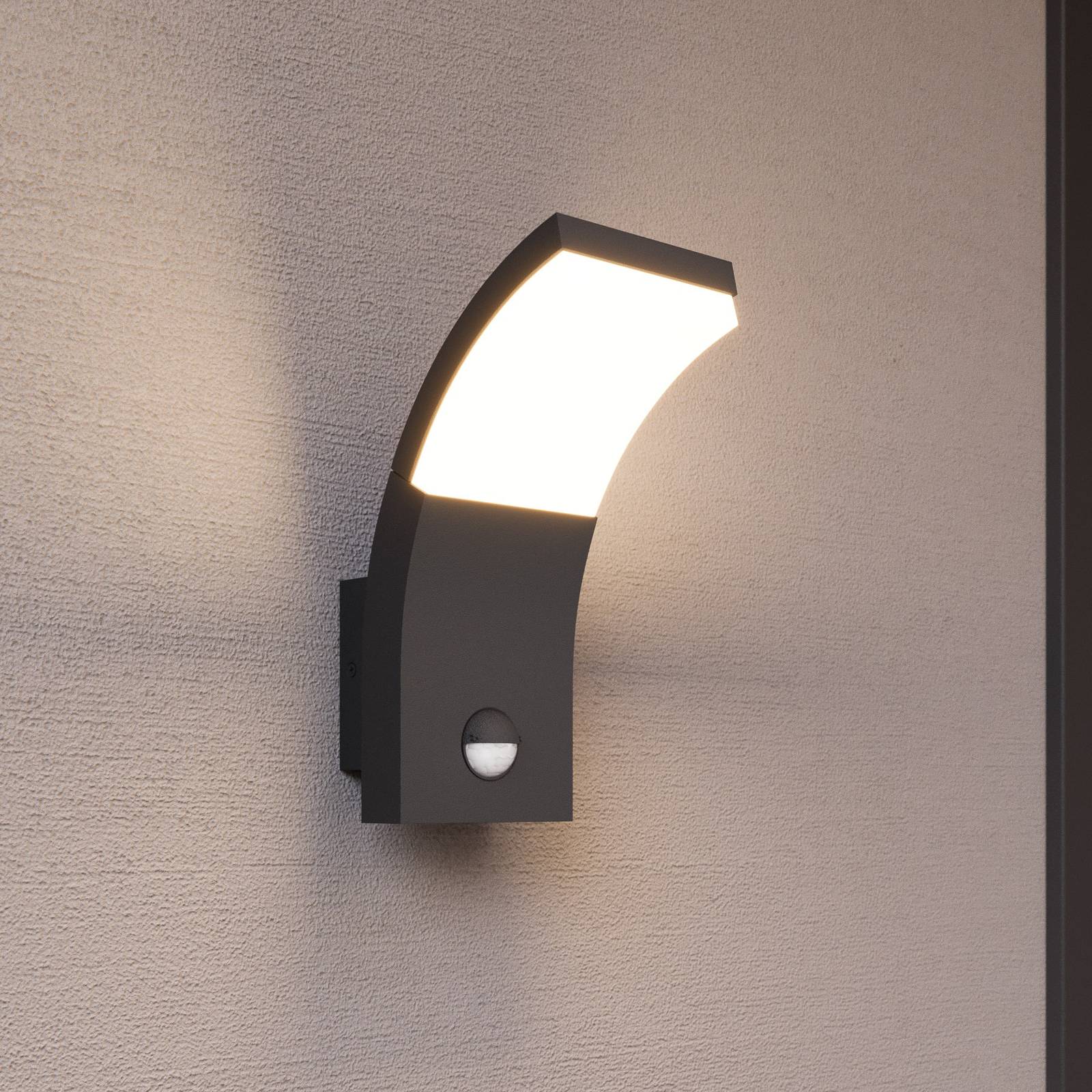Aussenwandleuchte mit Bewegungsmelder Timm Lucande, schwarz, Aluminium, Modern