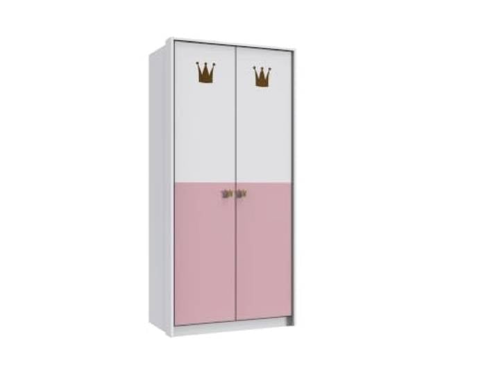 Kleiderschrank Cindy in Weiß und Rosa 2trg