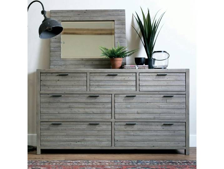 Commode bois recyclé grisé 7 tiroirs SIENNE